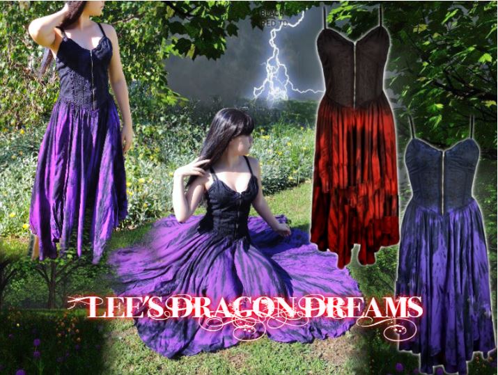 Gothic Tie dye Gypsy Dark Faerie Full circle Corset top Dress 10 12 14 16  18 20 - Lee's Dragon Dreams