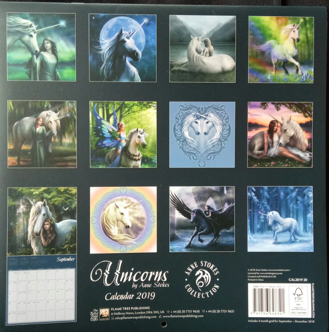 Anne Stokes Unicorn Calendar 2019 Lee's Dragon Dreams